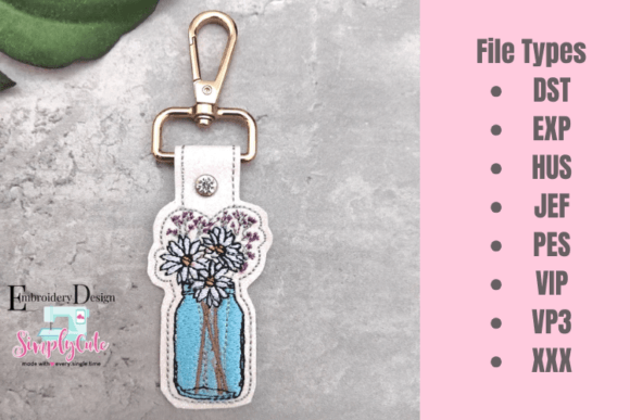 Mason Jar Daisy ITH Key Fob Snap Tab Review