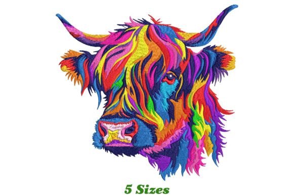 Review: Colorful Highland Cow Head Embroidery