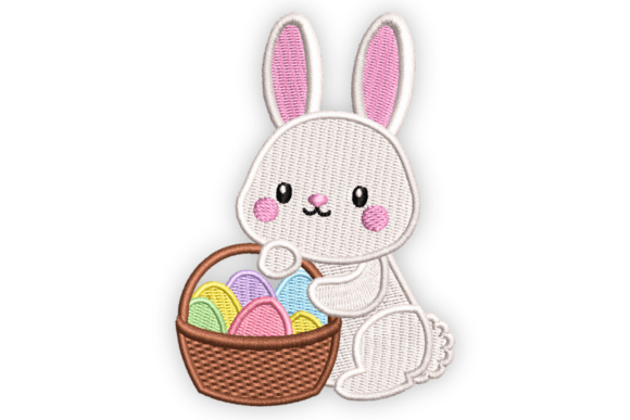 Reviewing Bunny with Basket of Easter Eggs for Etsy Shops